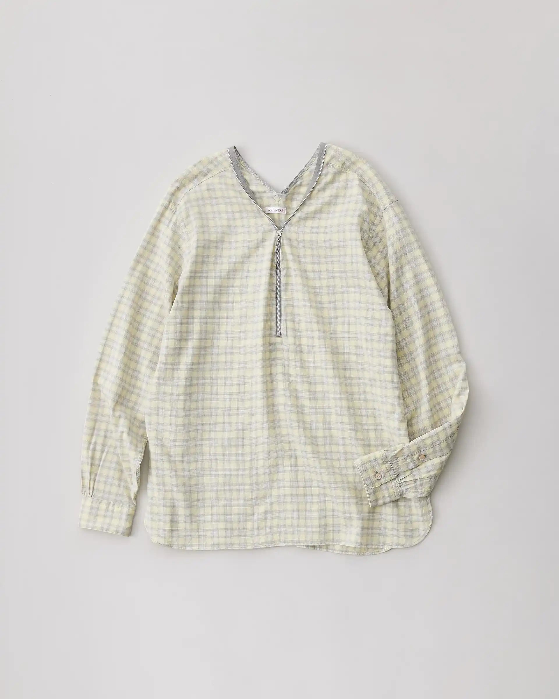 NICENESS 25SS HARPER / Ombre Check Pullover Zipneck Shirt